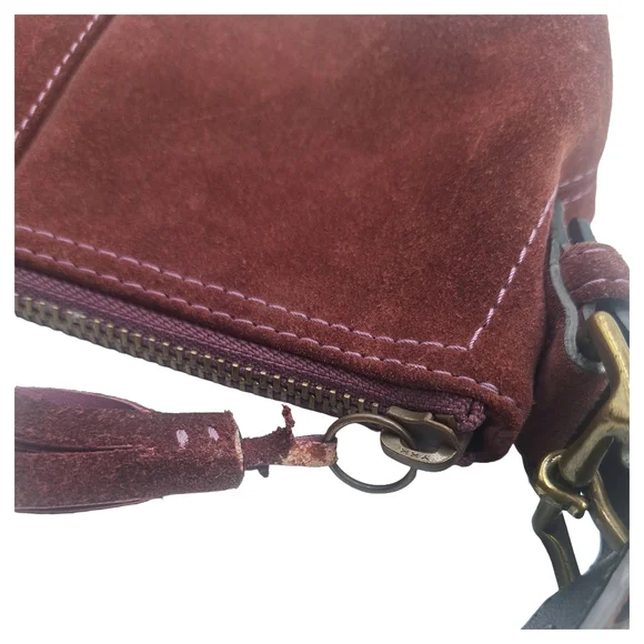 Vintage Coach 7470 Suede Hamptons Demi Baguette Hobo Bag - Picture 8 of 14